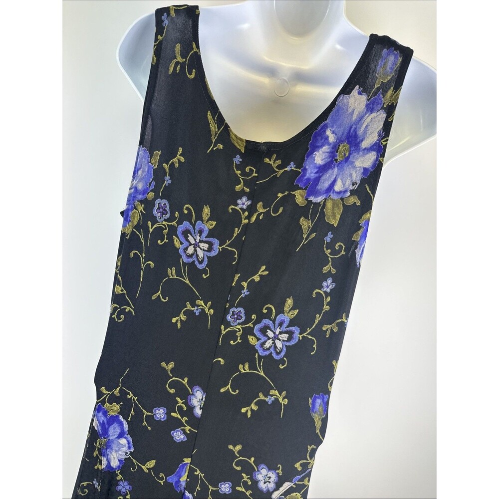 Coldwater Creek Maxi Dress Acetate Stretch Purple Floral Travel Ruffle Slinky - Picture 8 of 13